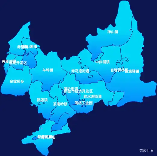 echarts咸宁市赤壁市geoJson地图局部颜色渐变